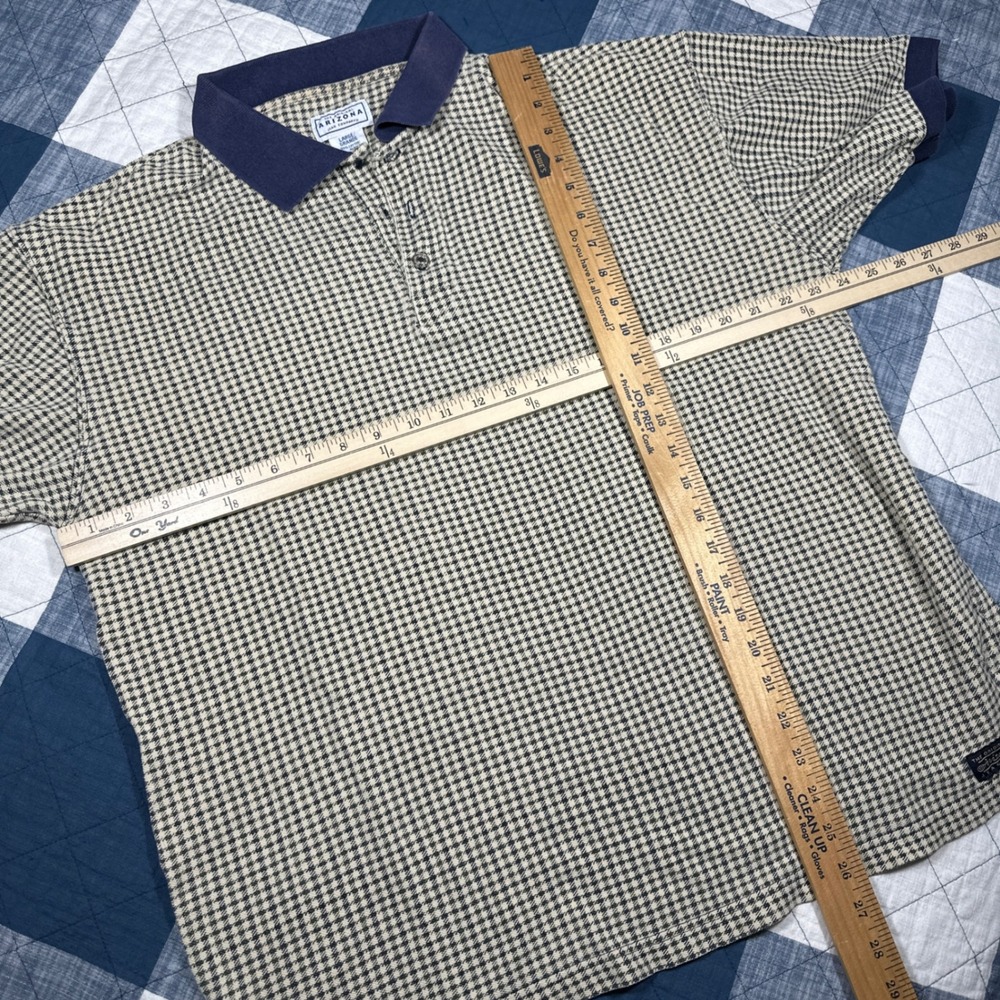 Vintage Arizona Jean Company Houndstooth Polo Shirt Mens Large Short Sleeve Navy - Picture 4 of 8